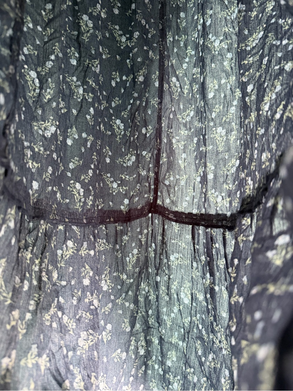 NWOT Olive & Oak Blue Floral Tiered Maxi Skirt Medium Boho Cottagecore - Picture 3 of 5